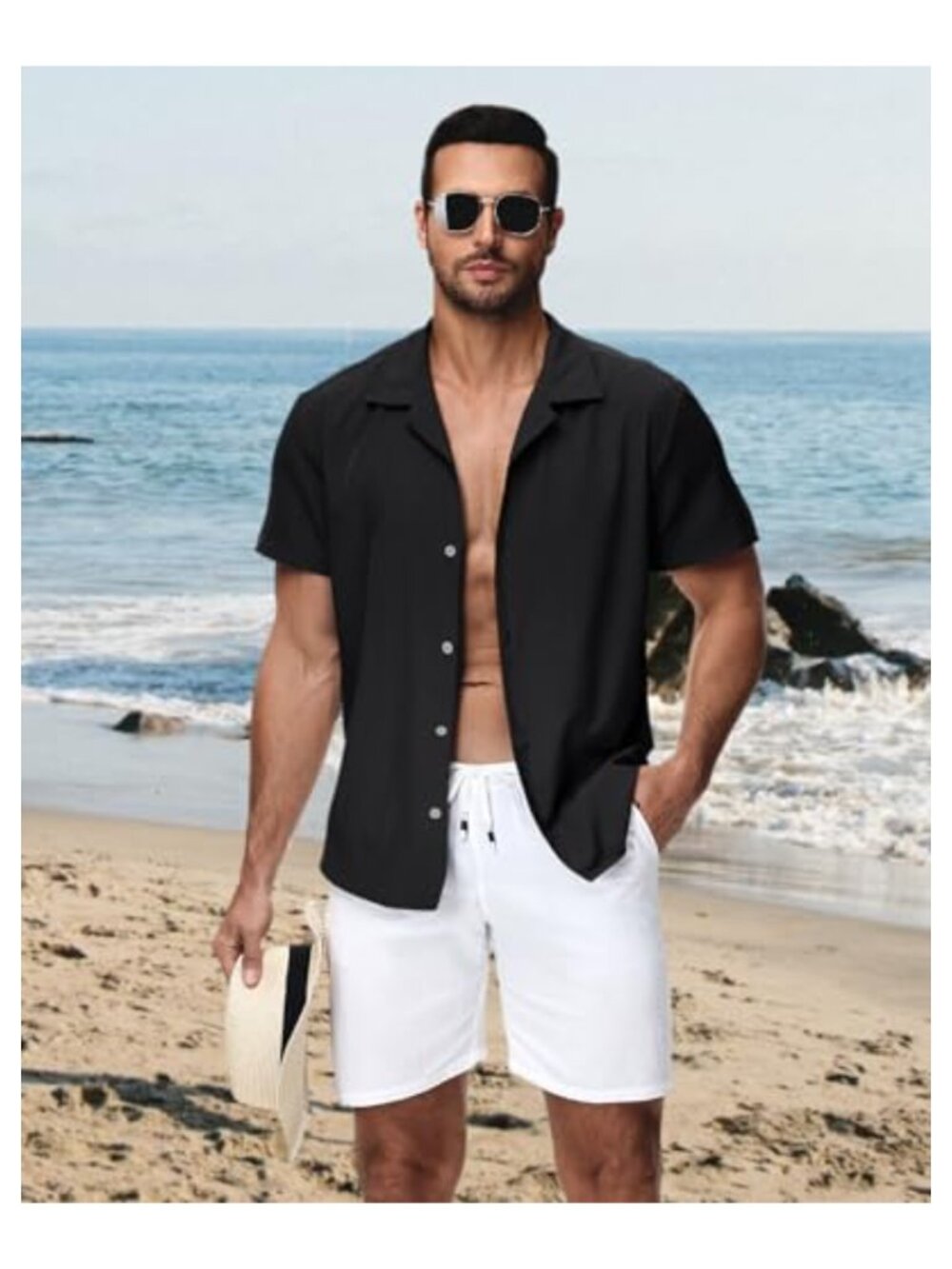 Mens Hawaiian Shirt Short Sleeve Cuban Collar Button Up Tropical Beach - Picture 2 of 6